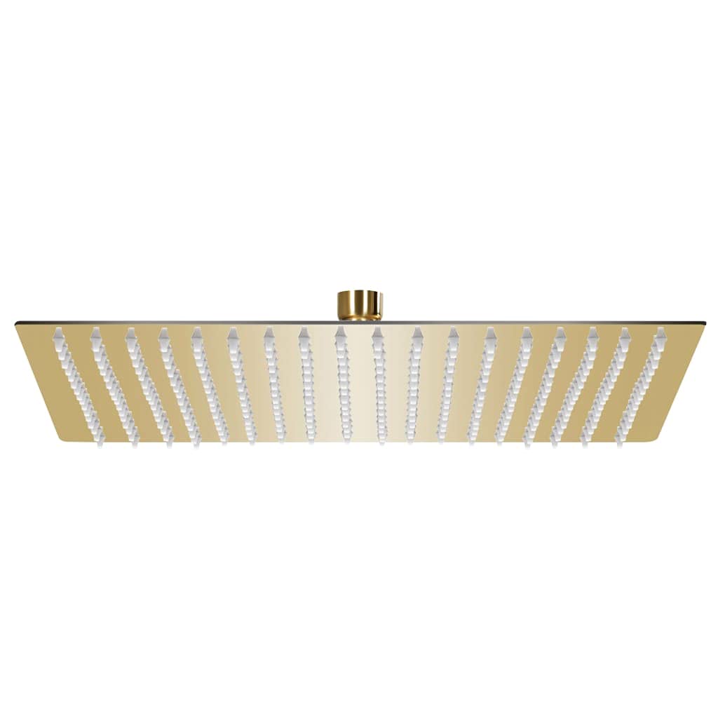 vidaXL Square Gold Stainless Steel Rainfall Shower Head 50cm - Silicone Nozzles, Swivel Joint, Wall/Ceiling Mountable