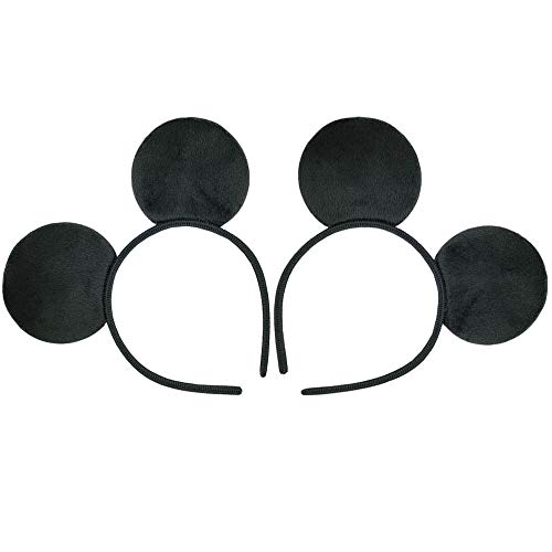 CHuangQi 20pcs Mouse Ears Headband, Solid Black2