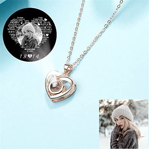A266Xdksjk Custom Photo Projective Necklace, The Memory Of Love Nanotechnology Necklace 925 Sterling Silver Girls' Pendants Necklace (Rose Gold Black And White 18) #TOP2