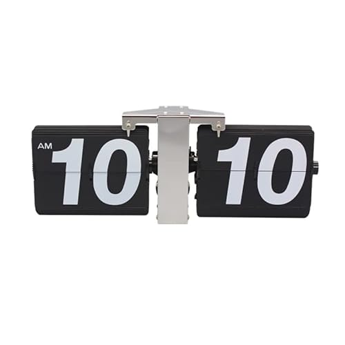 Llly Brief Stylish Big Character Automatic Flip Clock Classic Home Office Furnishings Clock (Color : Black) #TOP7