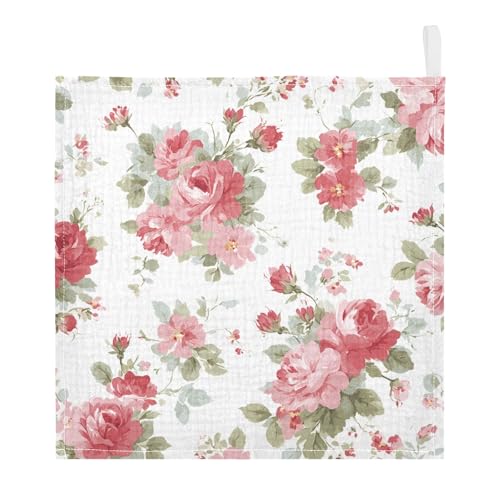 Image of Bolaz Baby Gauze Towels for Kids Soft Handkerchief Newborn 100% Cotton Cherry Blossoms Absorbent 12x12 Inch 3 Pack