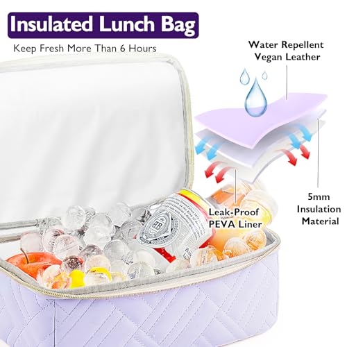 Glorieroo GLO-A1 Large Lunch Bag Box Women - 2024 Newest Christmas Mothers Day Gifts For Women - 2 Tier Leather Leakproof Insulated Water-Resistant Lunch Bag Tote Cooler thumb #1