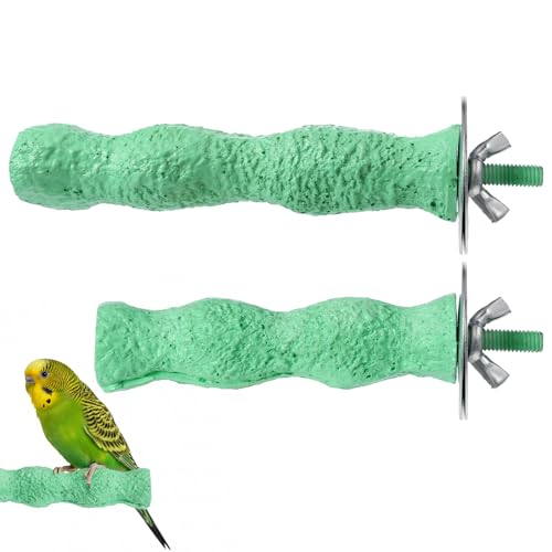 2 Pcs Bird Beak Grinding Stone, Bird Parrot Cage Perch Stand Platform Foot Claws Trimmer Chewing Natural Birds Perch Stand Platform Paw Grinding Sticks Cage Accessories for Parrot Budgie Cockatiel