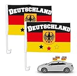 2x Autofahnen Adler Autoflagge Deutschland Auto Autofahne Fahne Flagge Deutschland Fanartikel für Fußball EM 2024 (2x Autofahne Mit ADLER)