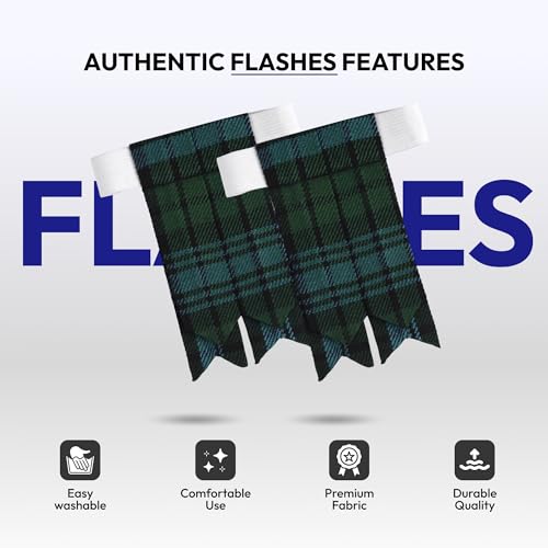 Image of Scottish Tartan Kilt Flashes with Elastic Adjusters