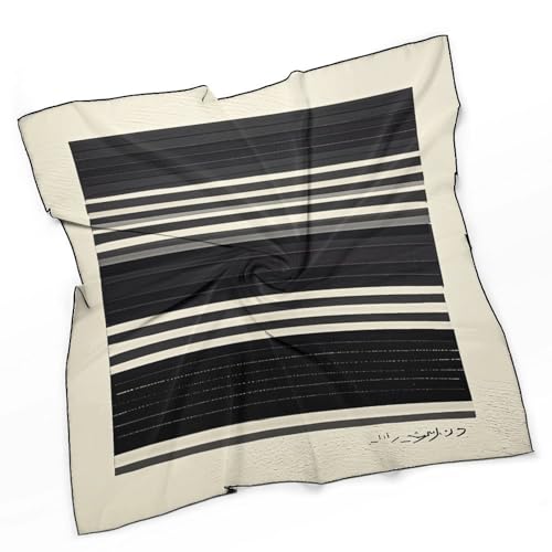 Silk Square Scarf Stripes Black White Neck Scarf for Women Hair Scarf Lightweight Large Shawl Wrap Silk Scarves for Hair Wrapping Sleeping Silk Neckerchief Headscarf3