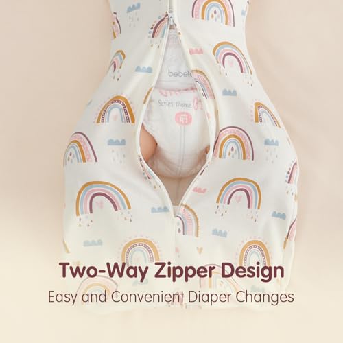 Image of insular Baby Transitional Swaddle with 2-Way Zipper Newborn Sleep Sack Arms Up Infant Sleeping Bag Wearable Blanket, Rainbow, 3-6 Month