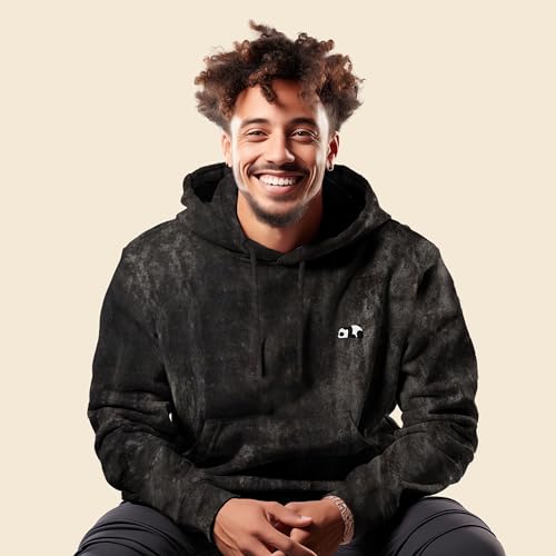 DALIX Panda Embroidered Fleece Hoodie Mineral Wash Long Sleeve Sweatshirt Mens4