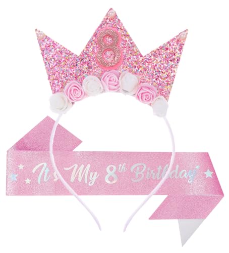 Birthday Tiara Crown with Sash for Party Decorations