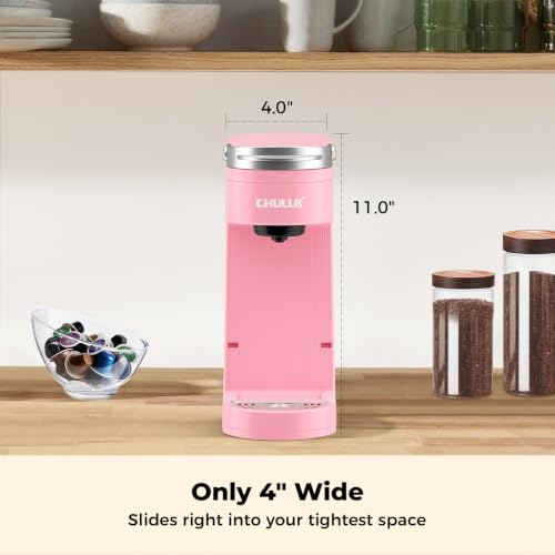 Image of CHULUX Slim Single Serve Coffee Maker for K Cup Pod for Small Spaces, Pink