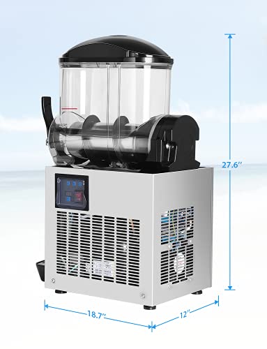 Commercial Slushy Machine 12L Single-Bowl Slush Frozen Drink Machine 600W Stainless Steel Margarita Smoothie Maker with Compressor for Restaurant Bar