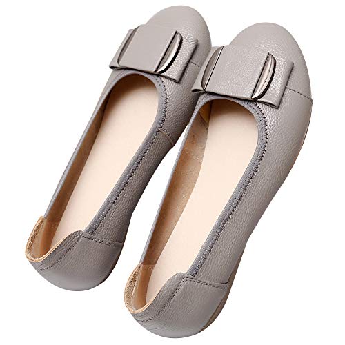 Women's Round Toe Low Wedge Heel Slip on Ballet Flats Office Shoes3