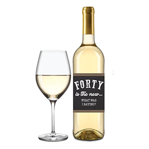 6 40Th Birthday Wine Or Beer Bottle Labels Stickers Present, 1981 Bday Milestone Gifts For Him Man, Cheers To 40 Years, Vintage Funny Fabulous Unique Party Decorations Supplies For Men Husband Male #TOP4