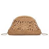 Freiesoldaten Bolso de Mano de Paja para Mujer Bolso Tipo dumpling Tejido Estampado Floral Bolso de Hombro de Verano para Fiestas en la Playa