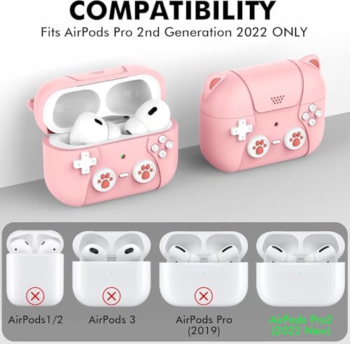 Image of Meyaar for AirPods Pro 3 Case 2025 Silicone Protective Cases for Apple AirPods Pro 3rd Generation Case for Women Men, for AirPod Pro 3 Cases Cover Accessories with Keychain (Game Console Pink)