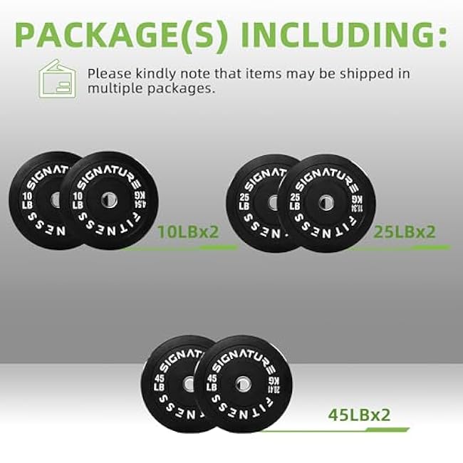 Olympic 2 Bumper Plates Set Including 160LB Weight Plates Set & 7FT Olympic Barbell Bar(205 Pounds Total), Multiple Packages