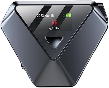 Top-down view of the ZBK Breathalyzer showing the display and main button.