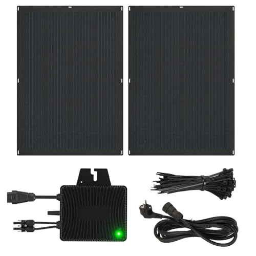 Aenergya Kit Fotovoltaico Balcone Plug&Play 350W - Pannelli Flessibili Ultra Leggeri [200W x 2] e Inverter AE400S con Monitoraggio WiFi App - Installazione Facile, Pannelli 4kg (350, Wattora)