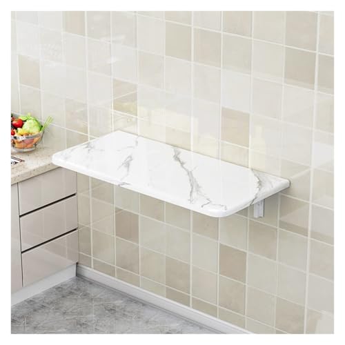 Table de cuisine pliable effet pierre blanche pour coin repas et bricolage