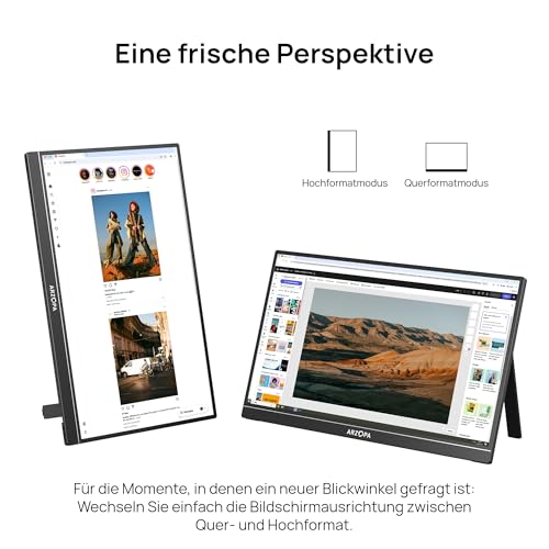 ARZOPA 17.3 Zoll Großer Portabler Monitor, 1920×1080 FHD HDR IPS Monitor mit Standfuß für Laptop… – Ansicht 4