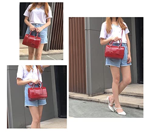 Image of Ladies Summer Jelly Pillow-shaped Top Handle Handbag Candy Color Transparent Crystal Purse