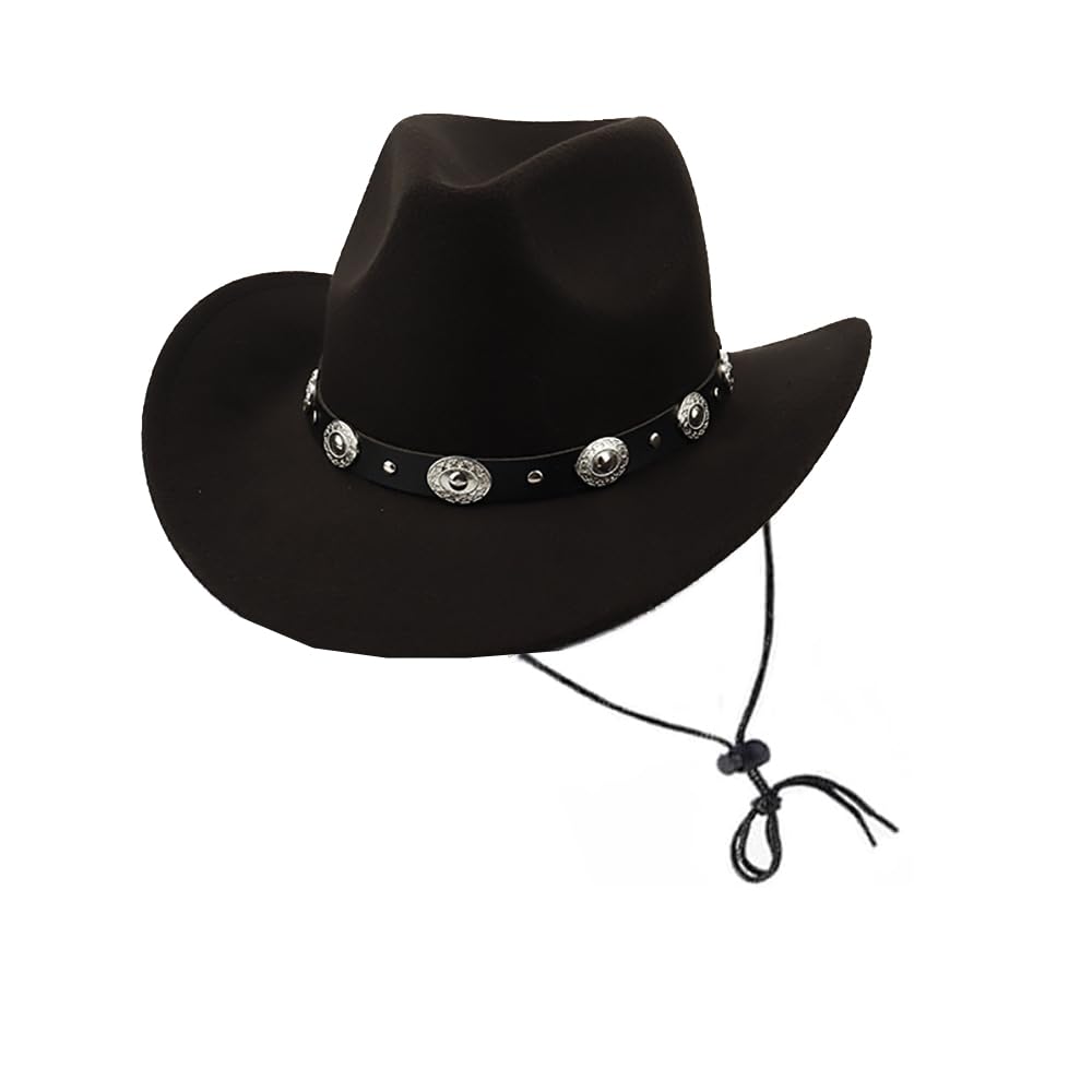 Oaygat Unisex Style2-Black Cowboy Hat Felt Fedora Hat Womens Western Cowboy Hat Wide Brim Hat Classic Hat Western Shapeable Durable Cowgirl Men Women Wool Felt Fedora Jazz Hat Lightweight Shapeable Outdoor Hat