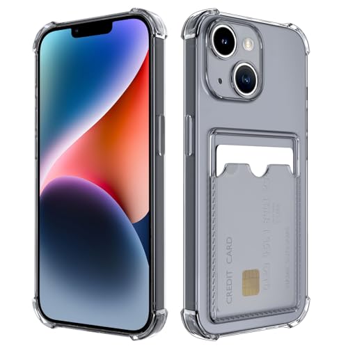 DEVASO Cover per iPhone 14 con Porta Carte, Portafoglio Custodia Protettiva in Silicone Sottile Morbido TPU Trasparente Anti-Graffio Tasche Case, Nero