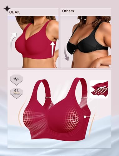 Image of OEAK Womens Wireless Jelly Bras Plus Size Support Push Up Comfortable Bra | no underwire,full coverage,for large breast,minimizer bra,seamless,tshirt bras,everyday bra
