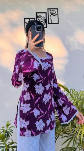 Image of FIRSTRAIN Women Printed Rayon Short Kurti | Soft Breathable Rayon Short Top for Office & Casual Use
