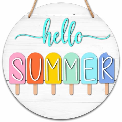 valucise Summer Welcome Sign for Front Door, Hello Summer Wooden Signs...