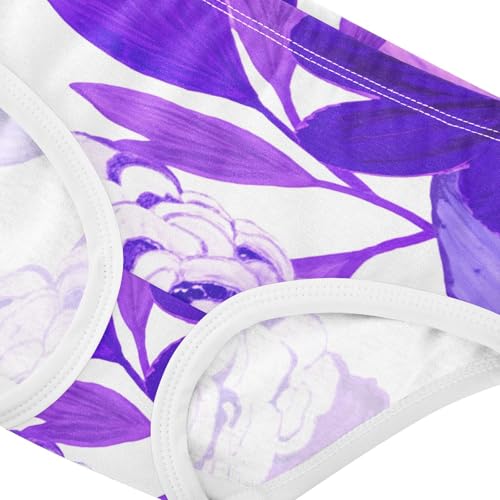 Abstract Flowers Leaves Purple White Girls Underwear Toddler 2t Cotton Panties for Girl Bright Briefs Kids Undies4
