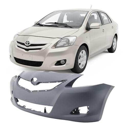 Image of FitParts Compatible with Toyota Yaris 2007-2012 Front Bumper Cover | Primed, With Fog Light Holes, Without Parking Sensor Holes, Sedan, Ready to Paint, OEM 5211952934, TO1000321