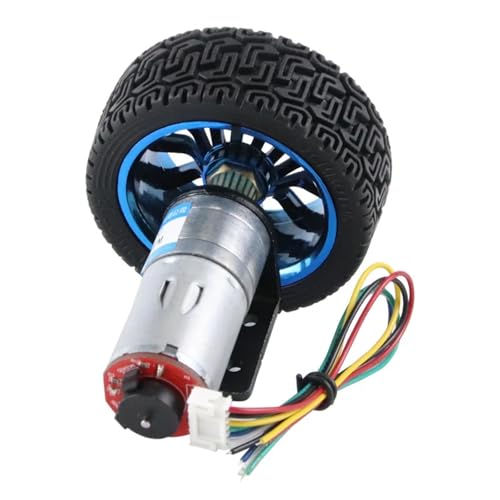 Moteur à engrenages CC JGA25-370 12V 12RPM avec encodeur et roue 65mm