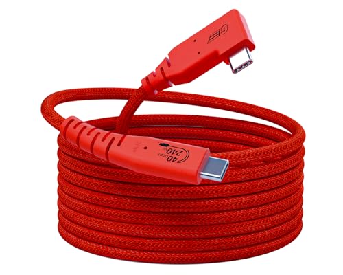 GeoHN.G Cable de conexión USB C de 10 pies, cable de video USB 4 en ángulo recto con PD 240 W, cable de enlace de 8 K a 60 Hz 40 Gbps para una transferencia rápida y conexión entre cámara y
