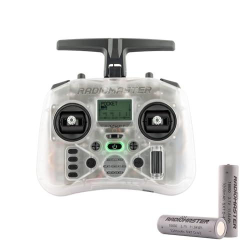 Radiomaster Pocket Hall Gimbal Transmitter Remote Control Portable Lightweight Built in LED Light Foldable Antenna Mode 2 (CC2500 Transparent with 18650)