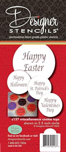 Designer Stencils Celebration Cupcake and Cookie Stencils (Happy Halloween, Happy Easter, Happy Valentine's Day and Happy St Patrick's Day)