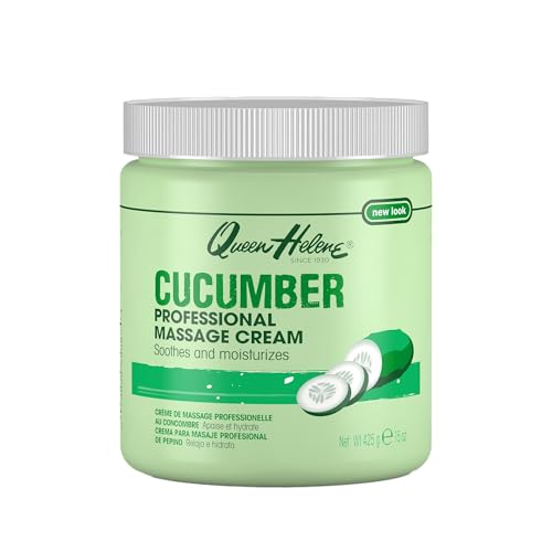 Queen Helene Cucumber Professional Massage Cream Cooling Hydration That Refreshes Softens & Revives Skin | 15 oz Jar