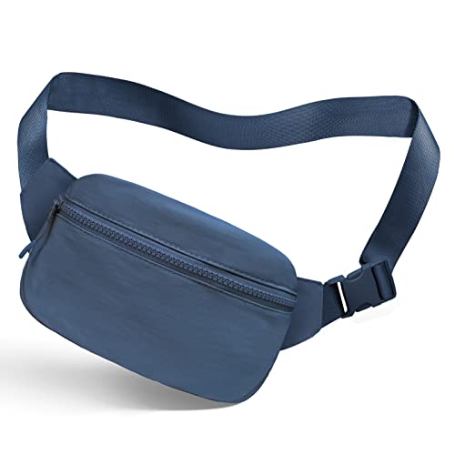 viewm Everywhere Belt Bag for Women, Waterproof Fanny Packs for Women Men Fanny Pack Crossbody Bags for Women with Adjustable Strap for Travel Fitness Running Hiking, NavyBlue 2L, New - Clear Lines