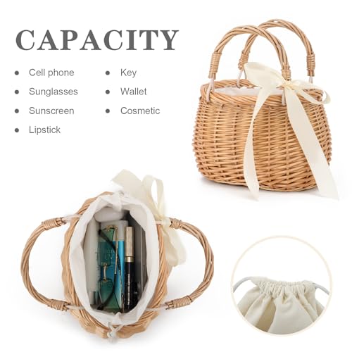 Bolso tejido natural de mimbre KUANG para mujer miniatura 4