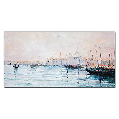 Tableau en verre acrylique 100x50cm bateaux et ports sur la mer pour decoration murale
