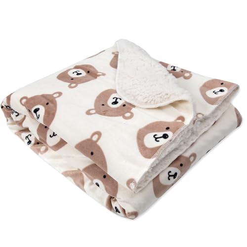 Image of Baby Essentials Sherpa Fleece Baby Blanket 35x30 - Super Soft, Warm Reversible Baby Blankets for Newborns, Infants, Toddlers, and Nursery