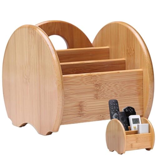 Support de télécommande en bambou pour salon, boîte de rangement bureau et table basse - 7