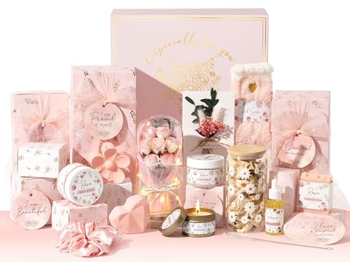 Image of Qinline SPA Gifts for Women & Teen Girl – 10 PCS Mothers Day Birthday Gift Basket, Luxury Self Care Home Bath Set for Relaxing, Get Well Soon Care Package & Pampering Gifts for Her Friend Daughter Mom