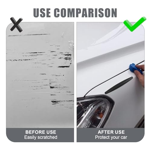 4 piezas de protectores de borde de puerta de coche de fibra de carbono negra, protector de borde de puerta de coche anticolisión, anti-fricción, tiras decorativas para la mayoría de las puertas de - imagen 4