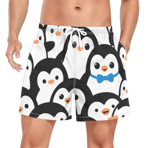 Bañador de pingüinos para hombre: pantalones cortos de playa con secado rápido