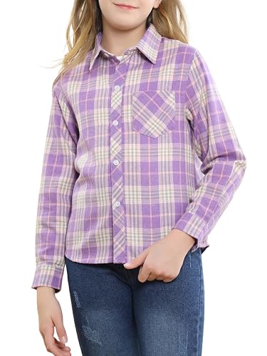 Image of SANGTREE Girls & Women's Long Sleeve Flannel Plaid Shirt Button Down Shirts, 3 Months - US 2XL