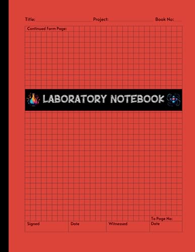 Laboratory Notebook: Student Lab Notebook with Grid Graph Paper for Middle School, High School, College, Graduate Research | Red