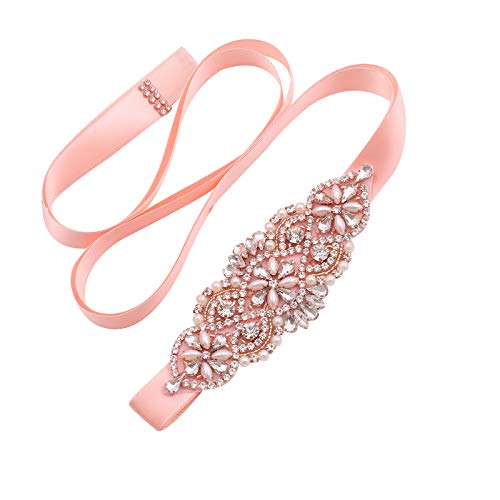 Rhinestone Wedding Belt Handmade Crystal Sash Belt Headband for Bride Bridesmaid Wedding party Dress