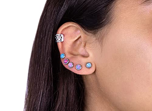 Mobody Created-Opal Round Stud Earrings Silver Surgical Stainless Steel Jewelry For Men And Women Earing (Purple Created-Opal) #TOP5