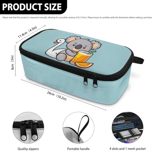 Image of Cute Koala Girls Large Pencil Pouch for Preschool Kids Large Pencil Case for 2Nd 3Rd Children Pencil Bag with External Zipper Boys Pencil Box for Toddler Ninos Coin Purse,Blue